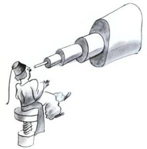 Un dessin d'un astronome turc qui voit par un téléscope.